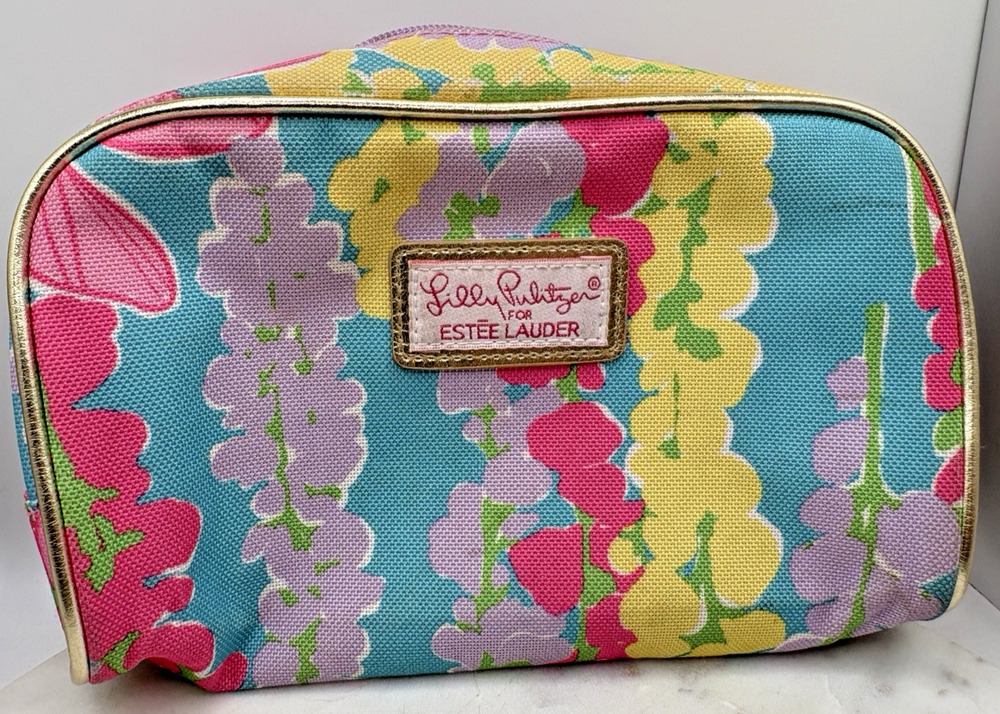 Lilly Pulitzer For Ester Lauder Small Make Up Cosmetics Bag 8" By 4.5"